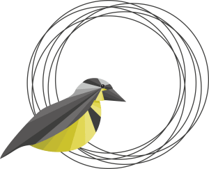stylized vector drawing of a meadowlark bird on edge of nest