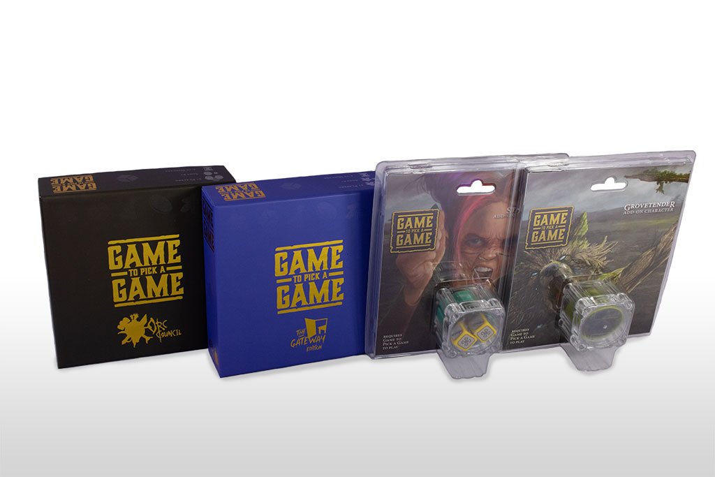 lineup of 2 small box games and 2 blister pack games